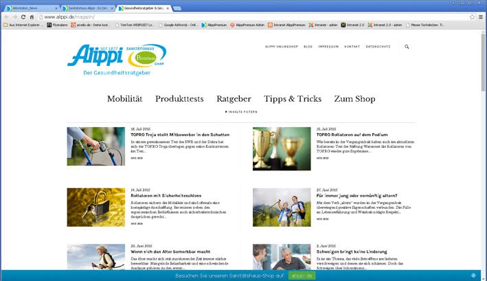 Screenshot Alippi Premium Magazin