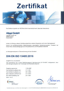 Zertifikat DIN EN ISO 13485:2016